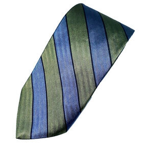 Brooks Brothers Tie Mens Blue, Green, Navy Striped Pure Silk Made in USA Necktie